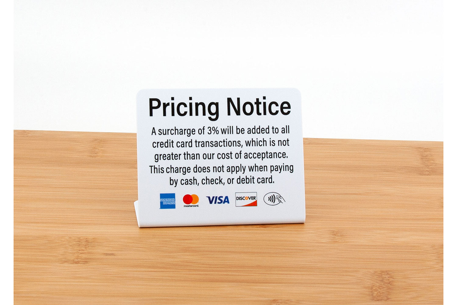 Pricing Notice Credit Card Signs | Specialty Sign Store