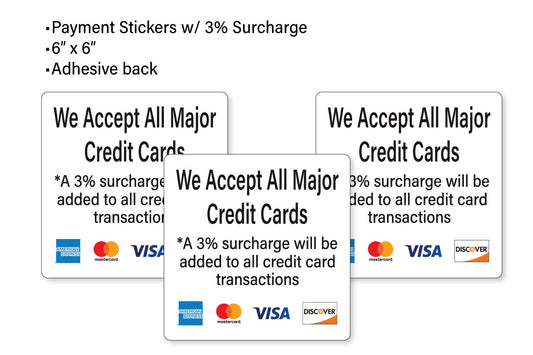 3% Surcharge Fee Payment Stickers, Adhesive Back