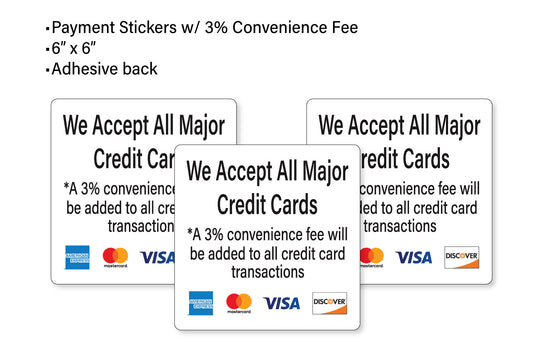 3% Convenience Fee Payment Stickers, Adhesive Back