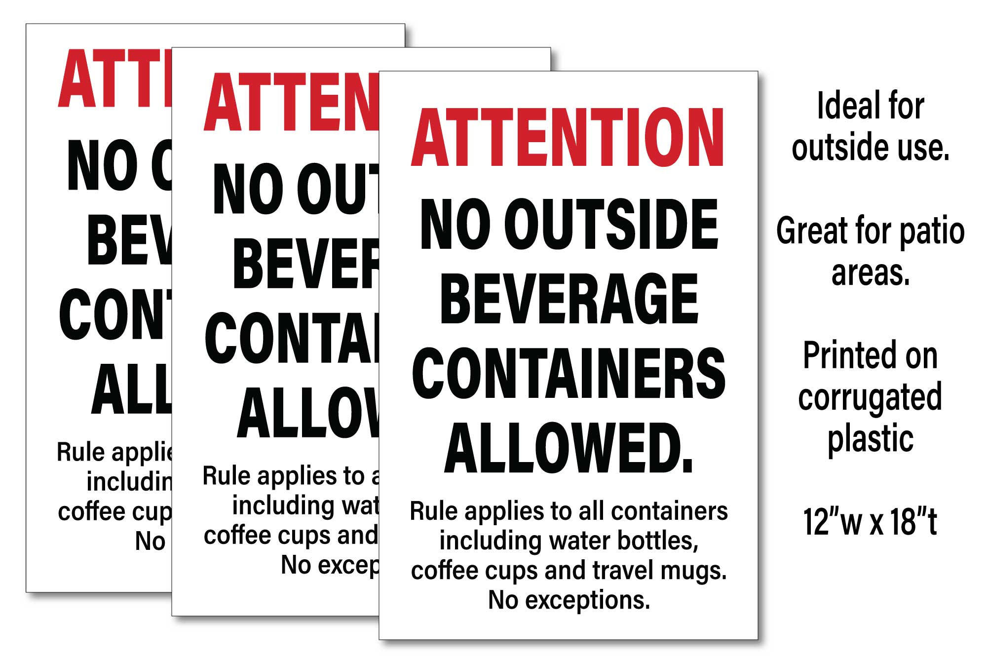 To Go Container Sign No Outside Beverage Containers Allowed Policy Signs | Specialty Sign Store