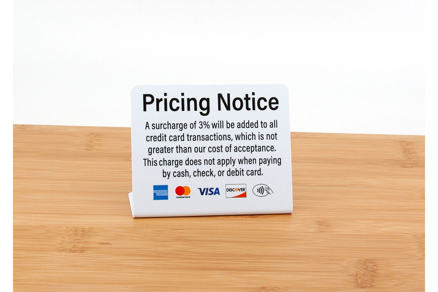 Pricing Notice Credit Card Payment Signs