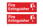 Engraved fire extinguisher signs w/ arrow.